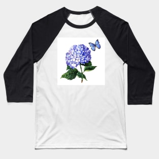 Blue hydrangea and butterfly Baseball T-Shirt